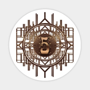 Golden numerals no 5 in retro art-deco style - glamorous numbers Magnet